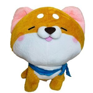 NWT Yell Red Shiba Inu smiling with Blue Scarf and cute nose 14” Puppy Plush